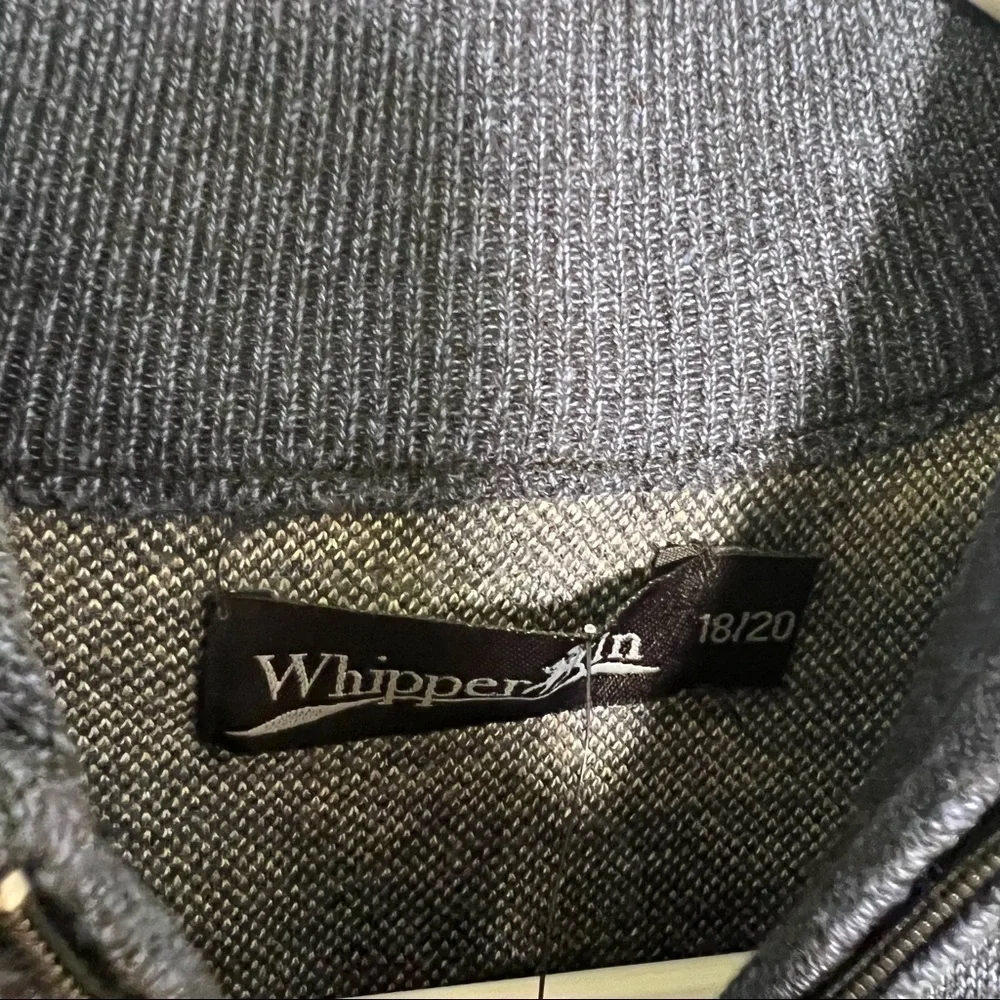 Whipper In Boys Sz 18/20 Quarter Zip Pullover Sweater Blue Gray Black Camouflage